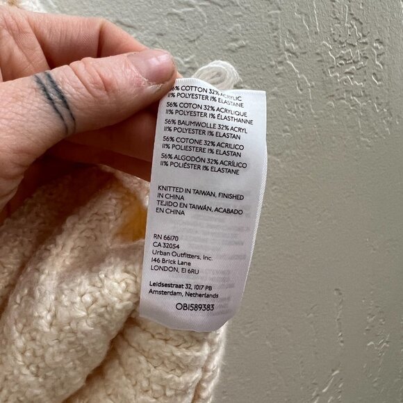 Anthropologie Maeve Cream Knit Mock Neck Cuffed Sweater - Picture 8 of 9